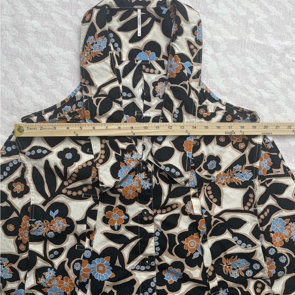 Free People Floral Halter Mini Dress - White, Black & Blue - Picture 7 of 12